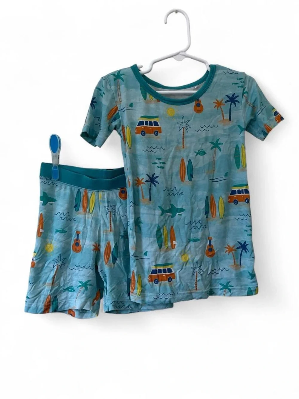 Toddler 3T Little Sleepies Surf Life 2 Piece Bamboo Shorts Set Lounge Set EUC